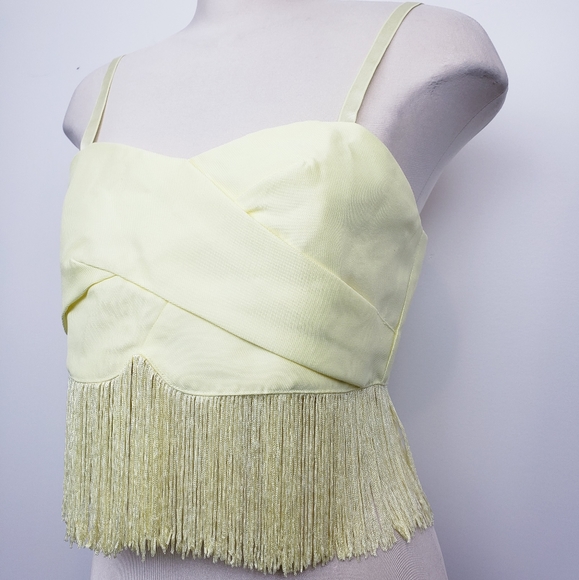 MUSTARD SEED |NWT Yellow Fringe Bralette Crop Top - Picture 2 of 6